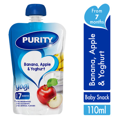 Purity Pouch Banana Apple & Yoghurt 110ml from 6 Months