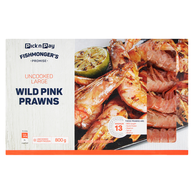 PnP Fishmonger's Large Pink Prawns 13/15 800g