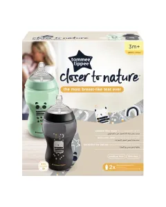 Tommee Tippee Closer To Nature Bottle 340ml 2 Pack 3m+ Decorated Boy