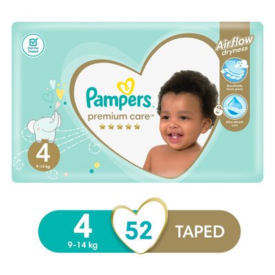 Pampers Premium Care Size 4 Jumbo Pack 52 Nappies
