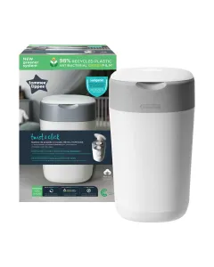 Tommee Tippee Sangenic Twist & Click Nappy Disposable Bin Eco Friendlier Cotton White