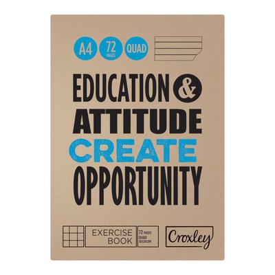 Croxley A4 72 Page Quad Exercise Book