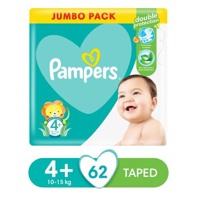Pampers Baby Dry Size 4+ Jumbo Pack 62 Nappies