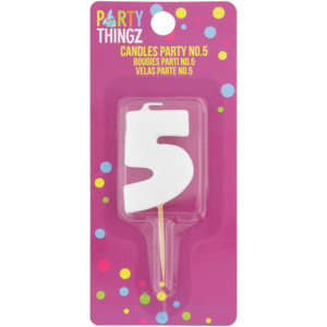 Party Thingz White No.5 Party Candle