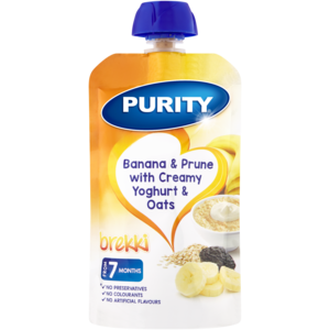 PURITY Banana & Prune With Creamy Yoghurt & Oats Breakfast Puree 7 Months+ 110ml