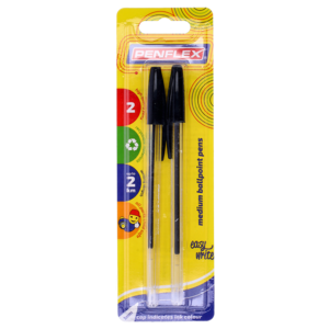 Penflex Medium Black Ballpoint Pen 2 Pack