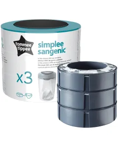 Tommee Tippee Simplee Sangenic Nappy Disposable Bin Refill Cassette 3 Pack