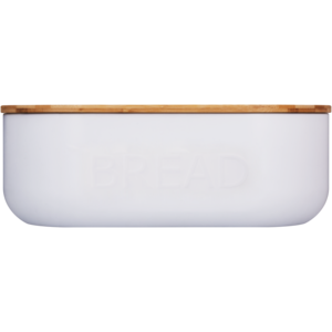 Embossed White Bread Tin with Bamboo Lid