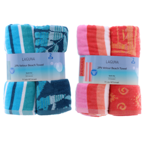 Laguna Combo Beach Towel 2 Pack 71.1 x 147.3cm (Colour May Vary)