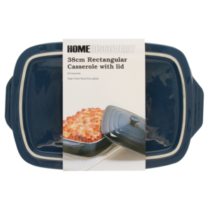 Home Discovery Blue Rectangular Casserole with Lid 38cm
