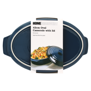 Home Discovery Blue Oval Casserole with Lid 42cm