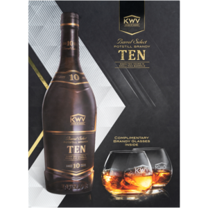 KWV 10 Year Old Brandy Bottle Gift Set 750ml