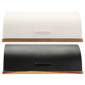 Black or White Iron & Wood Bread Bin (Colour May Vary)