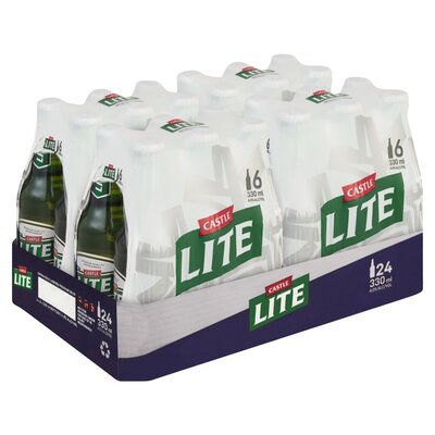Castle Lite Premium Lager Beer 24 x 330ml