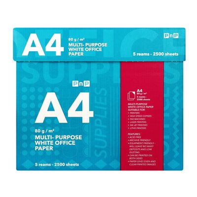 PnP A4 Multi Purpose White Office Paper 500 Sheets x 5