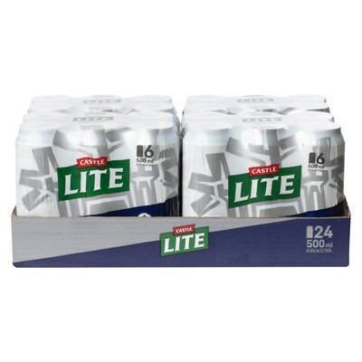 Castle Lite Premium Lager Beer 24 x 500ml