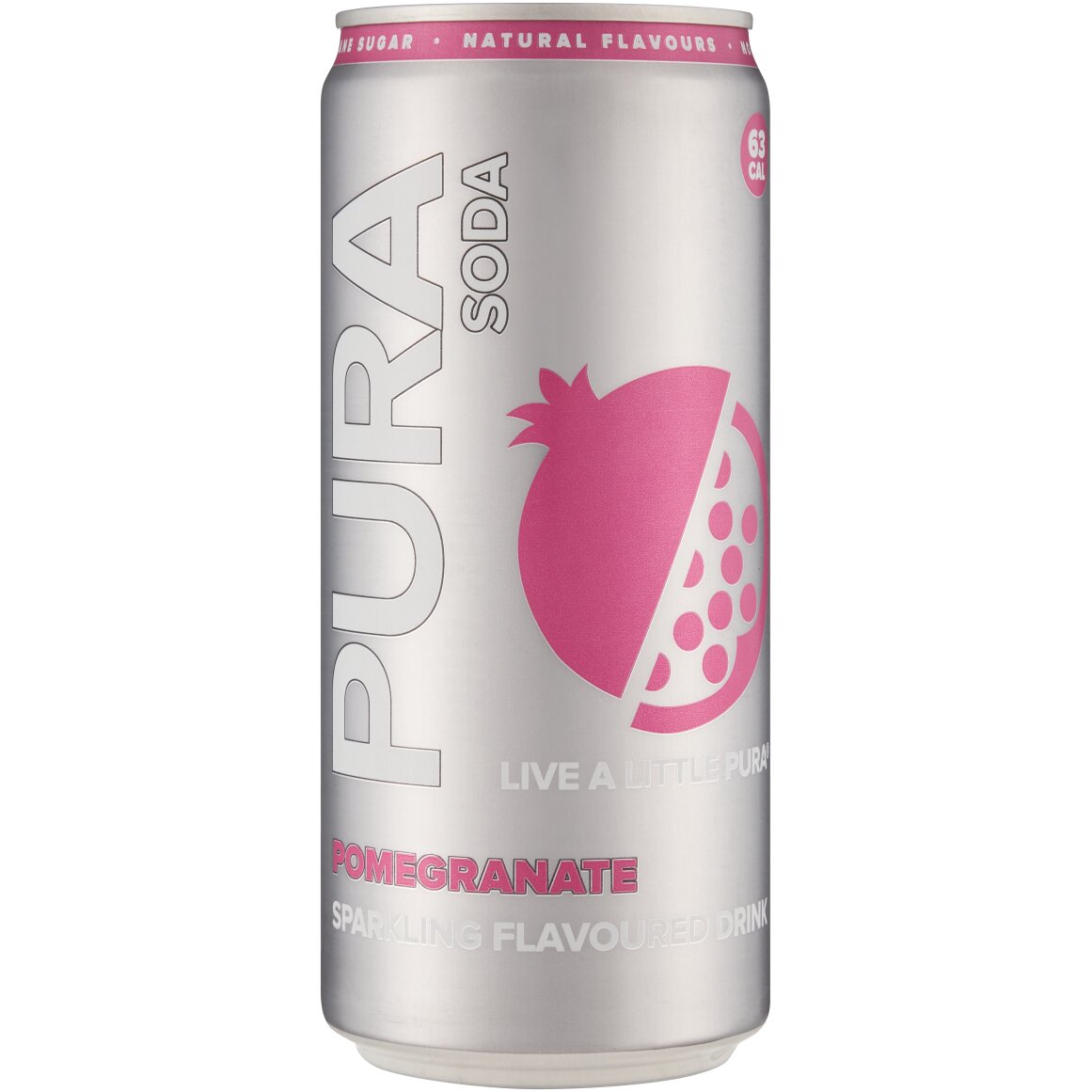 Pura Pomegranate Flavoured Soda 300 ml can
