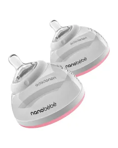 Nanobebe Transitional Feeding Bottle - Twin Pack - Pink 240ml