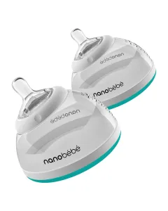 Nanobebe Transitional Feeding Bottle - Twin Pack Teal - 240ml