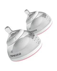 Nanobebe Breastmilk Bottle Twin-pack Pink 150ml