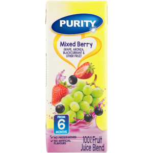 PURITY Mixed Berry, Blackcurrant & Strawberry 100% Fruit Juice Blend 6-36 Months 200ml
