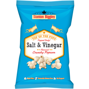Stanton Biggley Salt & Vinegar Flavoured Crunchy Popcorn 90g