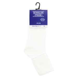 Scholar Pride Extra Large White Nylon Girls School Socks