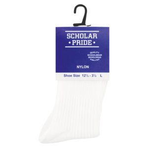 Scholar Pride Large White Nylon Girls School Socks