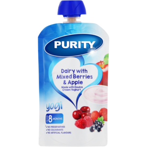 PURITY Dairy With Mixed Berries & Apple Yogi Puree 8 Months+ 110ml