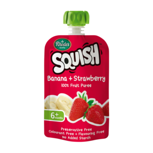 Rhodes Quality Squish Banana & Strawberry Fruit Puree 6 Months+ Pouch 110ml