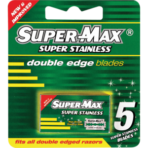 Super-Max Stainless Steel Double Edge Blades 5 Pack