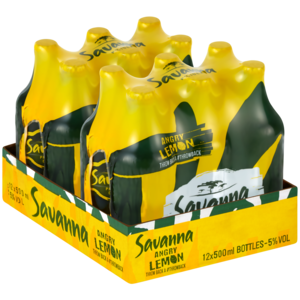 Savanna Angry Lemon Premium Cider Bottles 12 x 500ml