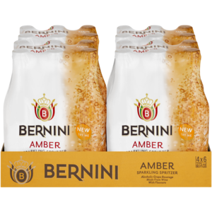Bernini Amber Sparkling Grape Frizzante Bottles 24 x 275ml