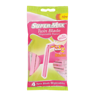Super-Max Ladies Twin Disposable Razors 4ea