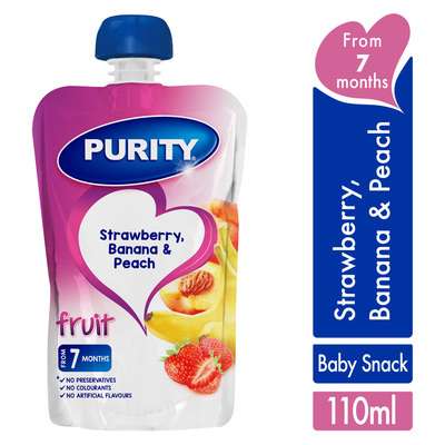 Purity Pouch Strawberry, Banana & Peach 110ml from 6 Months