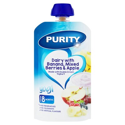 Purity Pouch Dairy with Banana, Mixed Berries & Apple 110ml from 6 Months