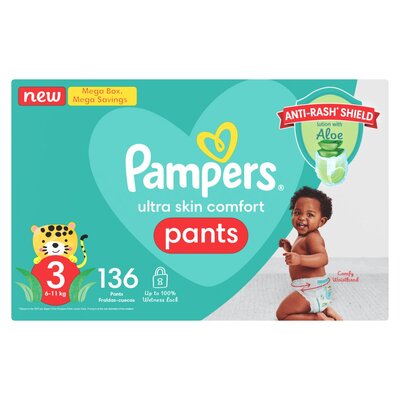Pampers Pants Size 3 Mega Savings Box 136 Nappies