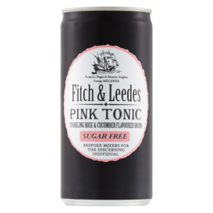 Fitch & Leedes Sugar Free Pink Tonic Rose & Cucumber Flavoured Sparkling Drink Can 200ml