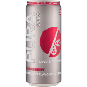 Pura Soda Cranberry Sparkling Flavoured Soft Drink Can 300ml