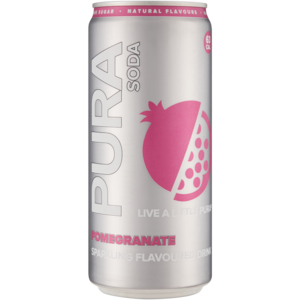 Pura Soda Pomegranate Sparkling Flavoured Soft Drink Can 300ml