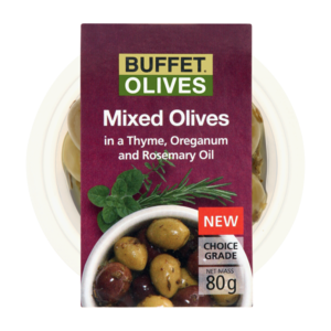Buffet Olives Mixed Olives In Thyme, Oreganum & Rosemary Oil 80g