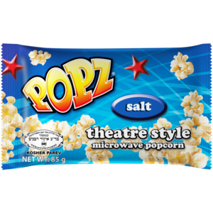 Popz! Salt Flavoured Theatre Style Microwave Popcorn 85g