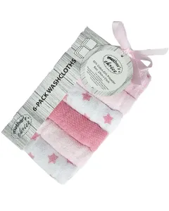 Mothers Choice 6pk Facecloth Set Moon/star Pink