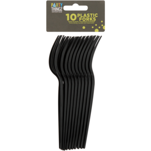 Party Thingz Black Plastic Forks 10 Pack