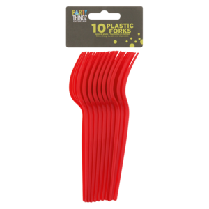 Party Thingz Red Cutlery Plastic Forks 10 Pack