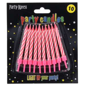 Party Xpress Pink Glitter Candles 10 Pack