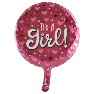 Round Heart & Dots Its A Girl Balloon 22cm