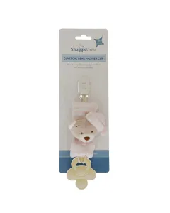 Snuggletime Bear Pacifier Clip Pink