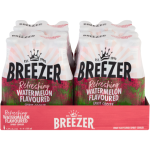 Breezer Watermelon Flavoured Spirit Cooler Bottles 24 x 275ml