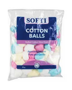 Softi Cotton Balls Assorted Colours 50g